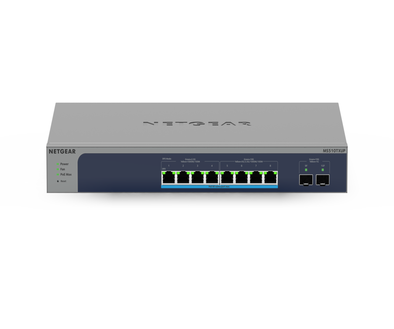 MS510TXUP 8-PORT POE++ + 2XSFP+ ULTRA60 MULTI-G/10G 295 WATT
