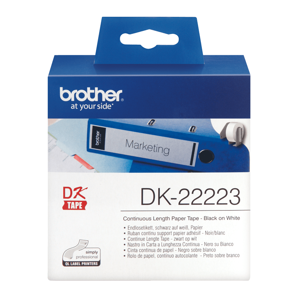 DK CONTINUOUS LABELS WHITE F/ QL-500/550 PAPER 30.48M 50MM