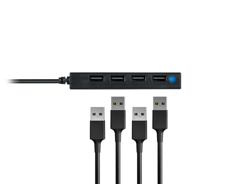 CONCEPTRONIC 4-Port Hub USB-A2.0->4xA2.0 schlank o.Netz. sw
