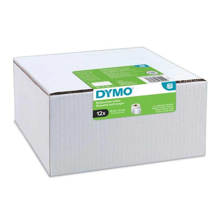 DYMO Etikettenrollen für Etikettendrucker S0722540 weiß, 57,0 x 32,0 mm, 6 x 1000 Etiketten