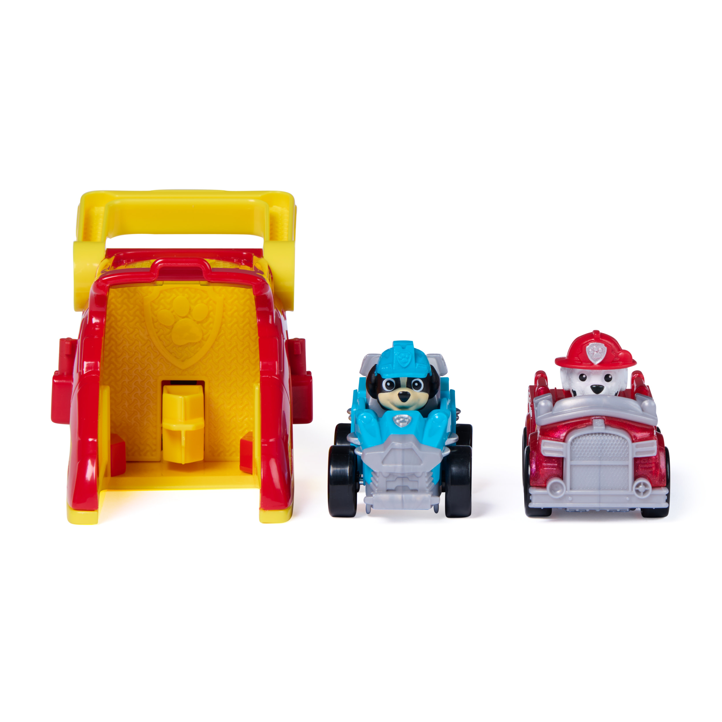 Paw Patrol - Pup Squad Launcher mit Marshall und Rex Fahrzeugen, Spielfahrzeug