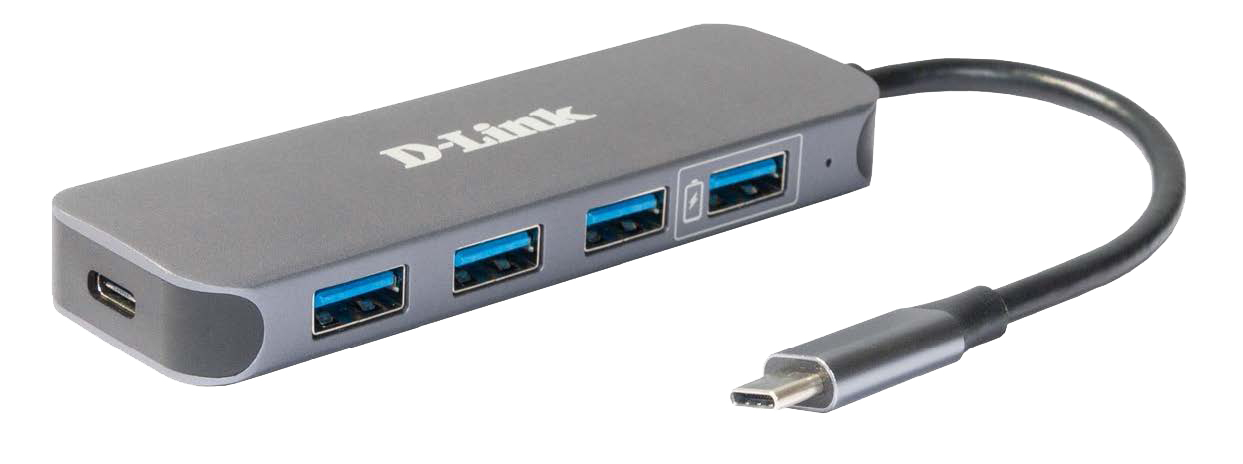 D-LINK DUB-2340 USB-C-Hub 3x USB-A 3.0 1x USB-A 3.0 Fast Charge 1x USB-C PD 3.0 mit Ladefunktion bis 60W