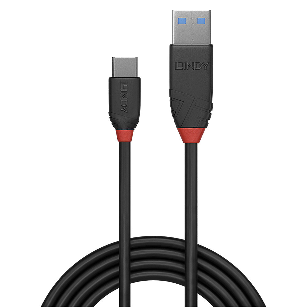 LINDY USB 3.1 Kabel Typ C/A Black Line M/M 0.15m
