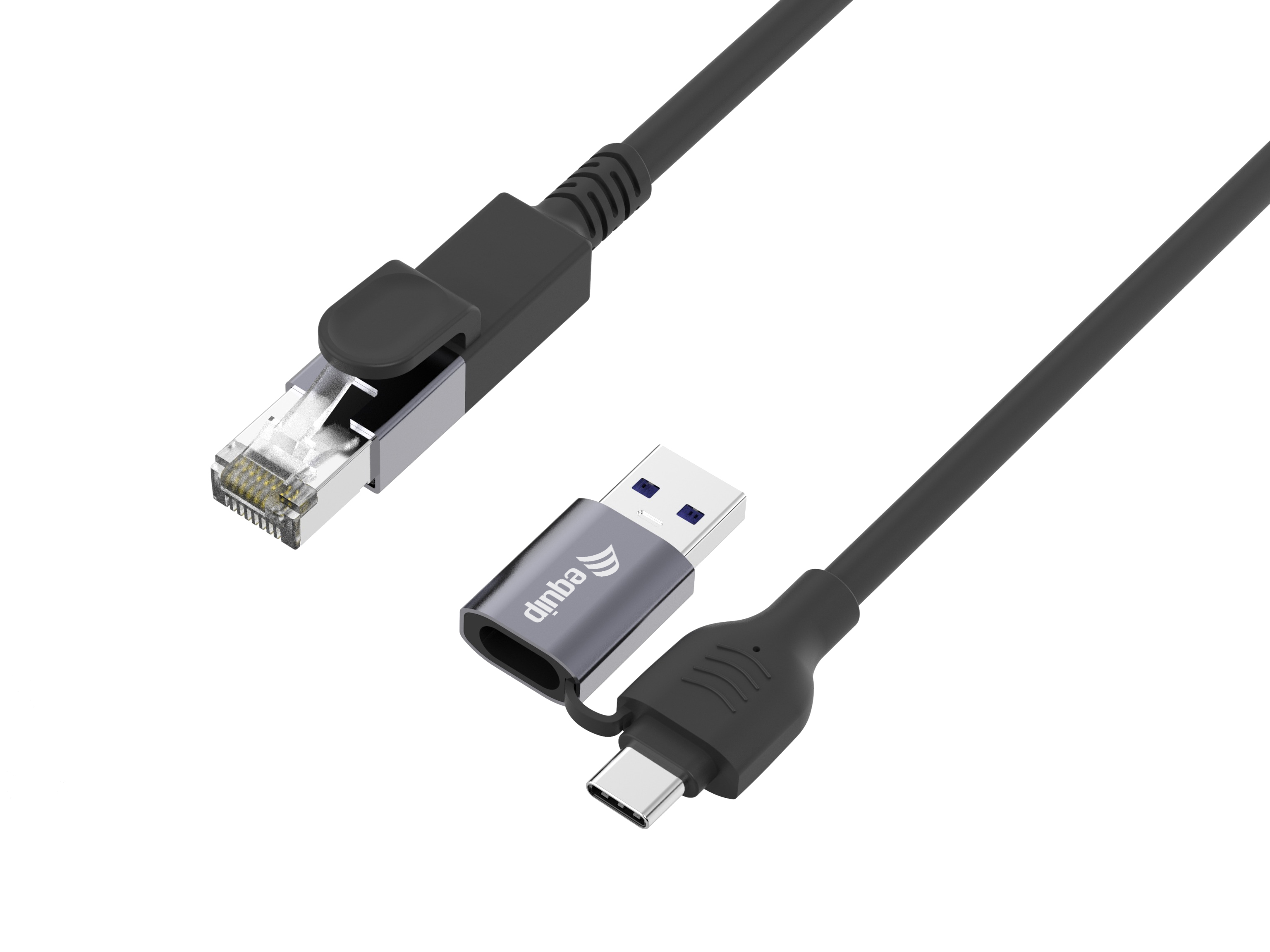 Equip Adapter GigaBit USB-C+A->RJ45 St/St 2.00m schwarz