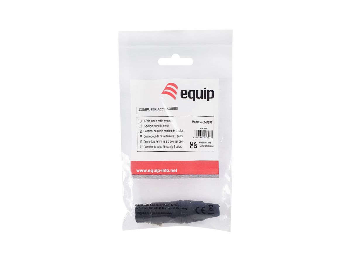 Equip Kabelverbinder 3-Polig Buchse schwarz