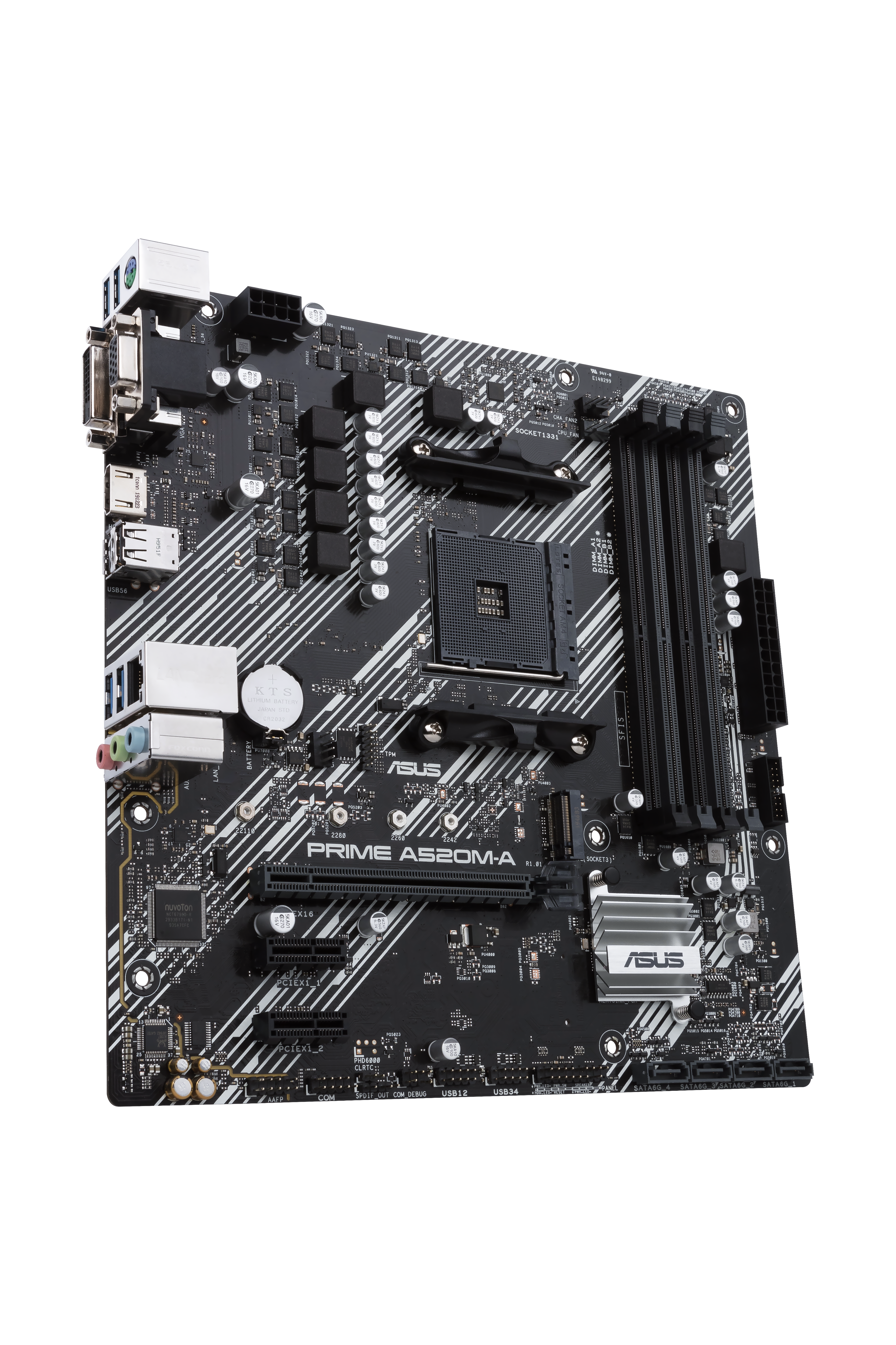 ASUS PRIME A520M-A II/CSM AMD A520 Socket AM4 mATX motherboard features M.2 DP HDMI D-Sub SATA 6 Gbps USB 3.2 Gen 1 ports