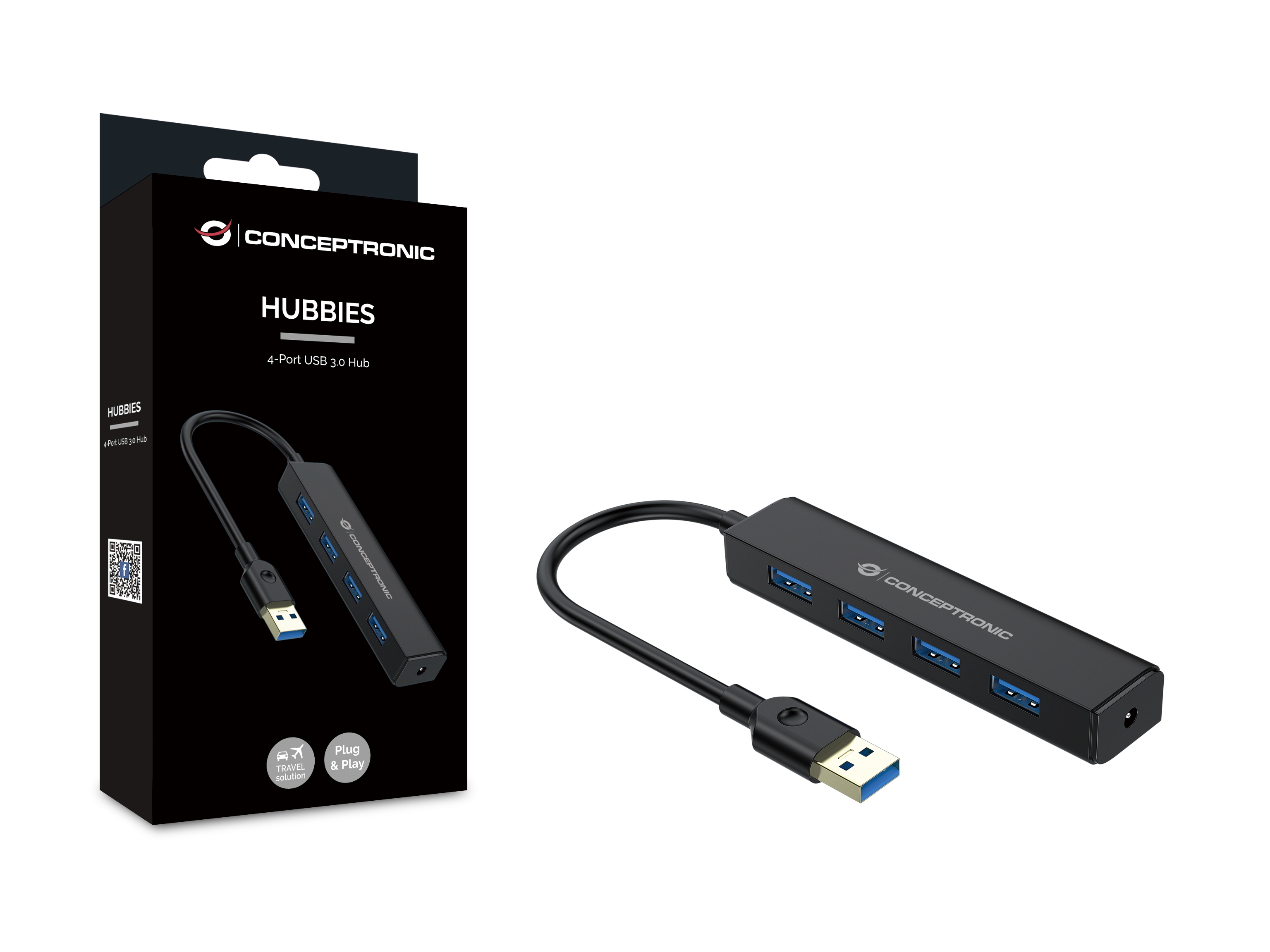 CONCEPTRONIC 4-Port Hub USB-A3.0->4xA3.0 o.Netz. sw