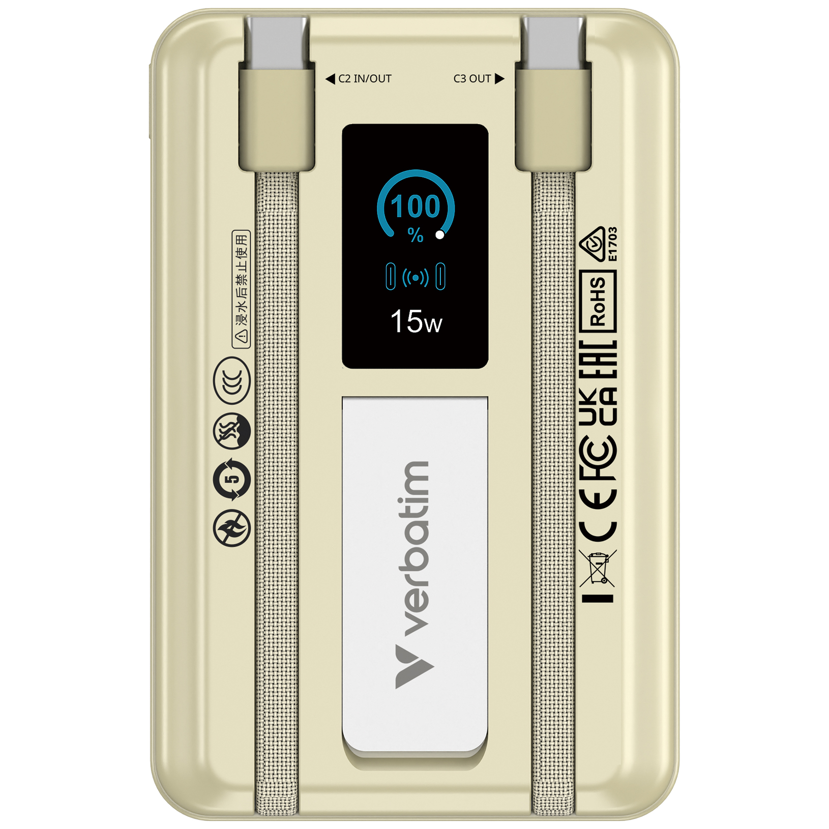 Verbatim Charge´n´Go Power Bank 2C & Display 10000mAh gold