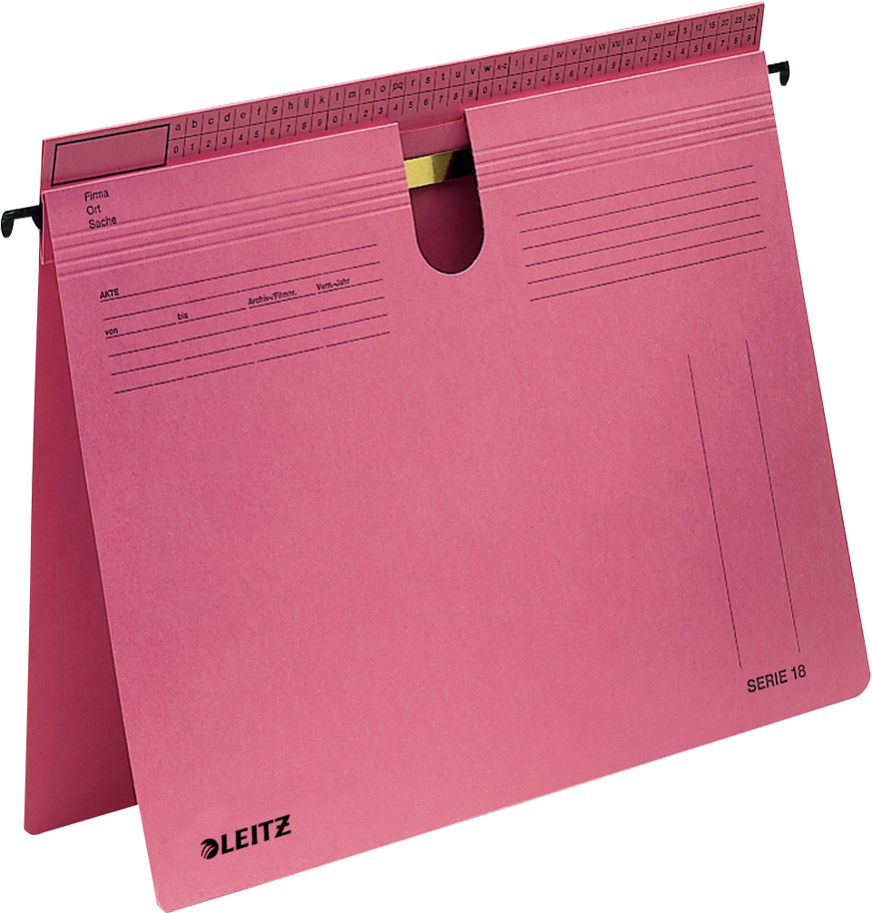 LEITZ Hängehefter SERIE 1814 Karton rot DIN A4 1x Amtsheftung / kaufmännische Heftung, 50 St.