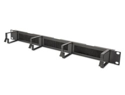 CABLE MANAGEMENT PANEL 19IN 1U BRUSH ENTRIES 4XCABLERINGS BLACK