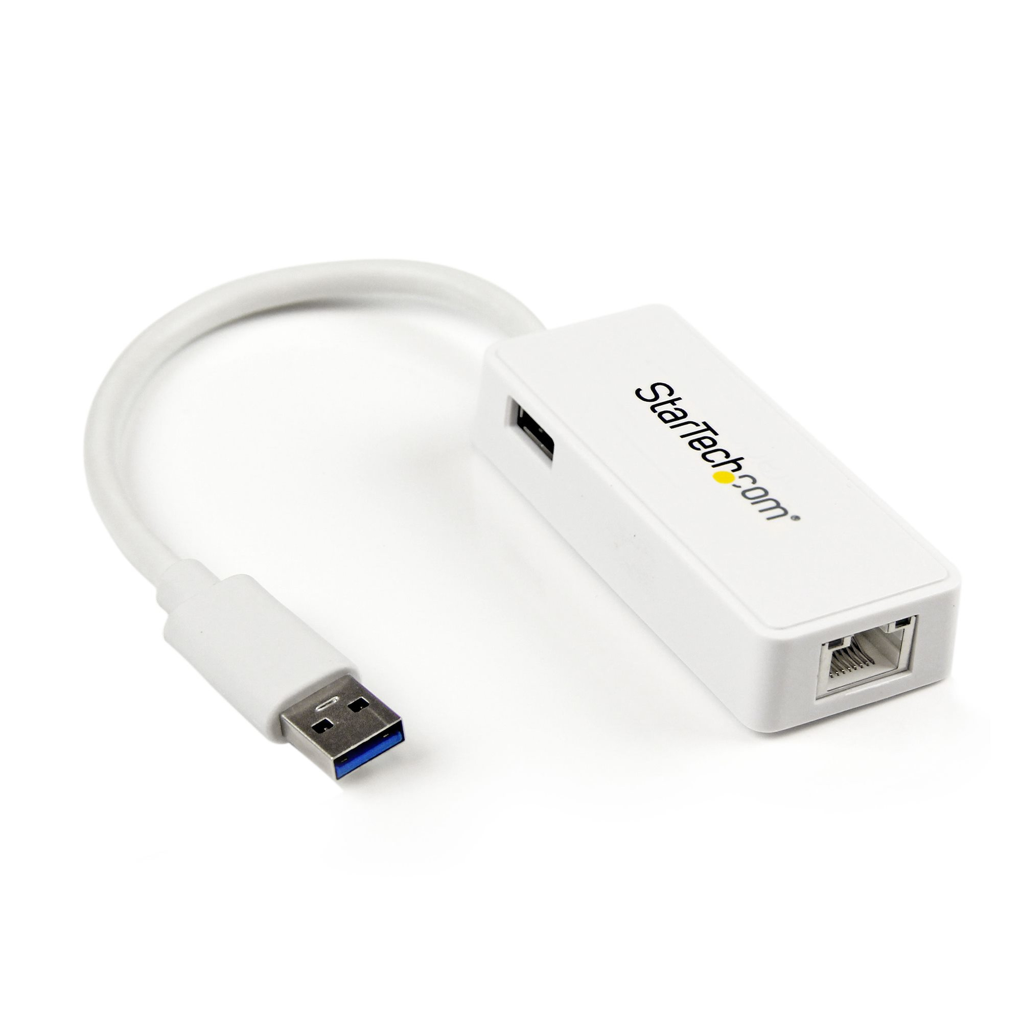 STARTECH.COM USB 3.0 SuperSpeed auf Gigabit Ethernet Lan Adapter mit USB Port - 10/100/1000 RJ45 NIC Netzwerkadapter - St/Bu - W