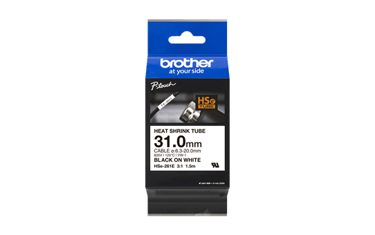 brother Schrumpfschlauch HSe-261E HSE261E, 31 mm, schwarz auf weiß, 1 St.