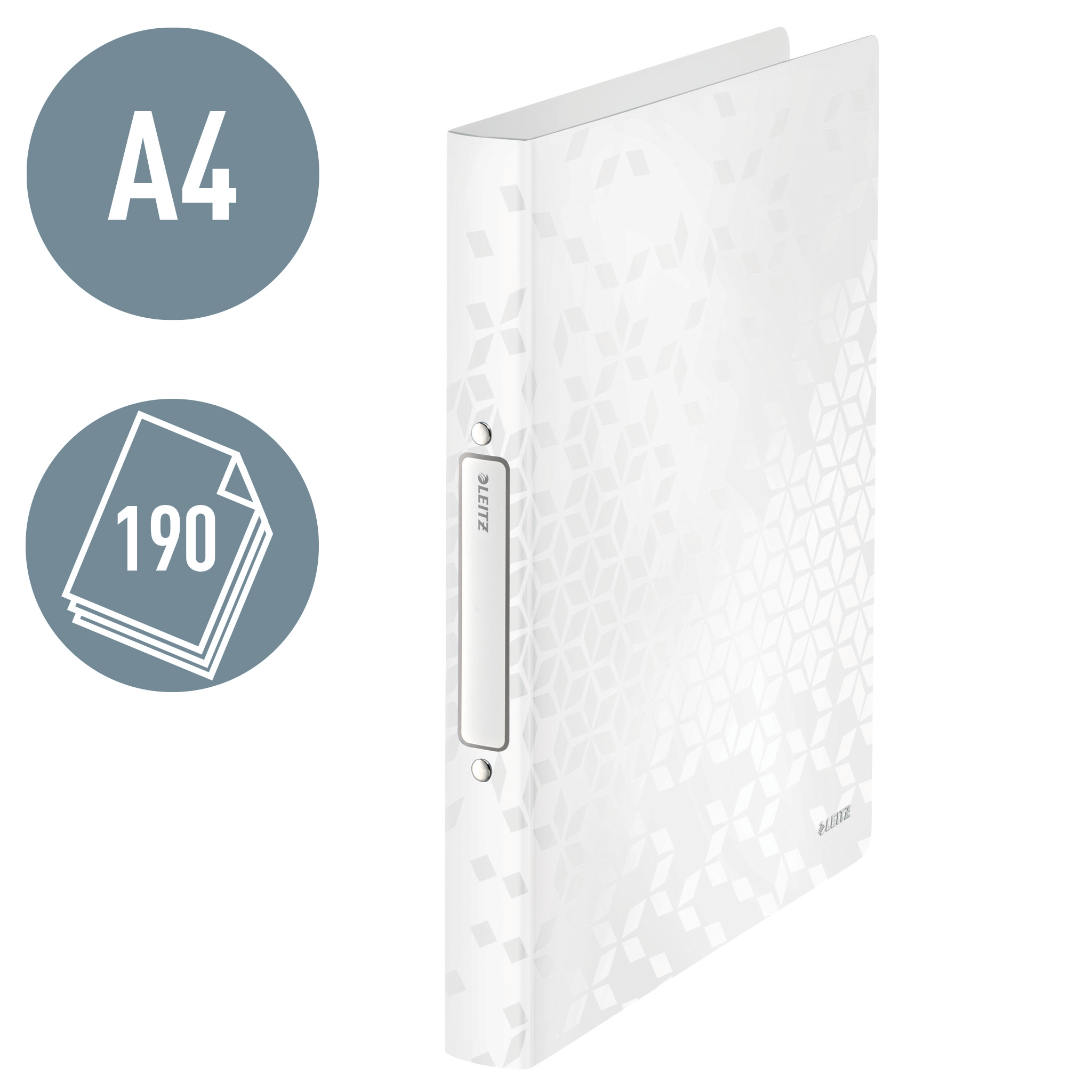 LEITZ WOW Ringbuch 2-Ringe perlweiß 3,2 cm DIN A4, 1 St.