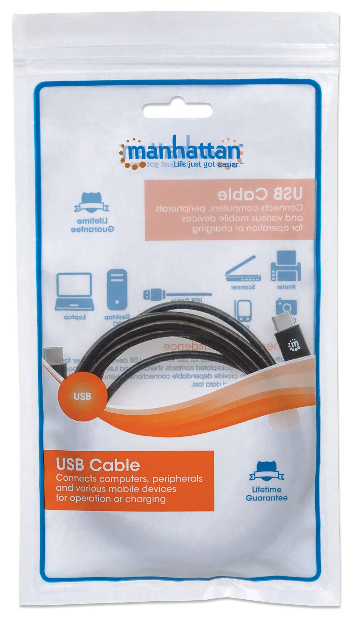 MANHATTAN USB 2.0 Typ C-Kabel C-Stecker/C-Stecker 2m schwarz