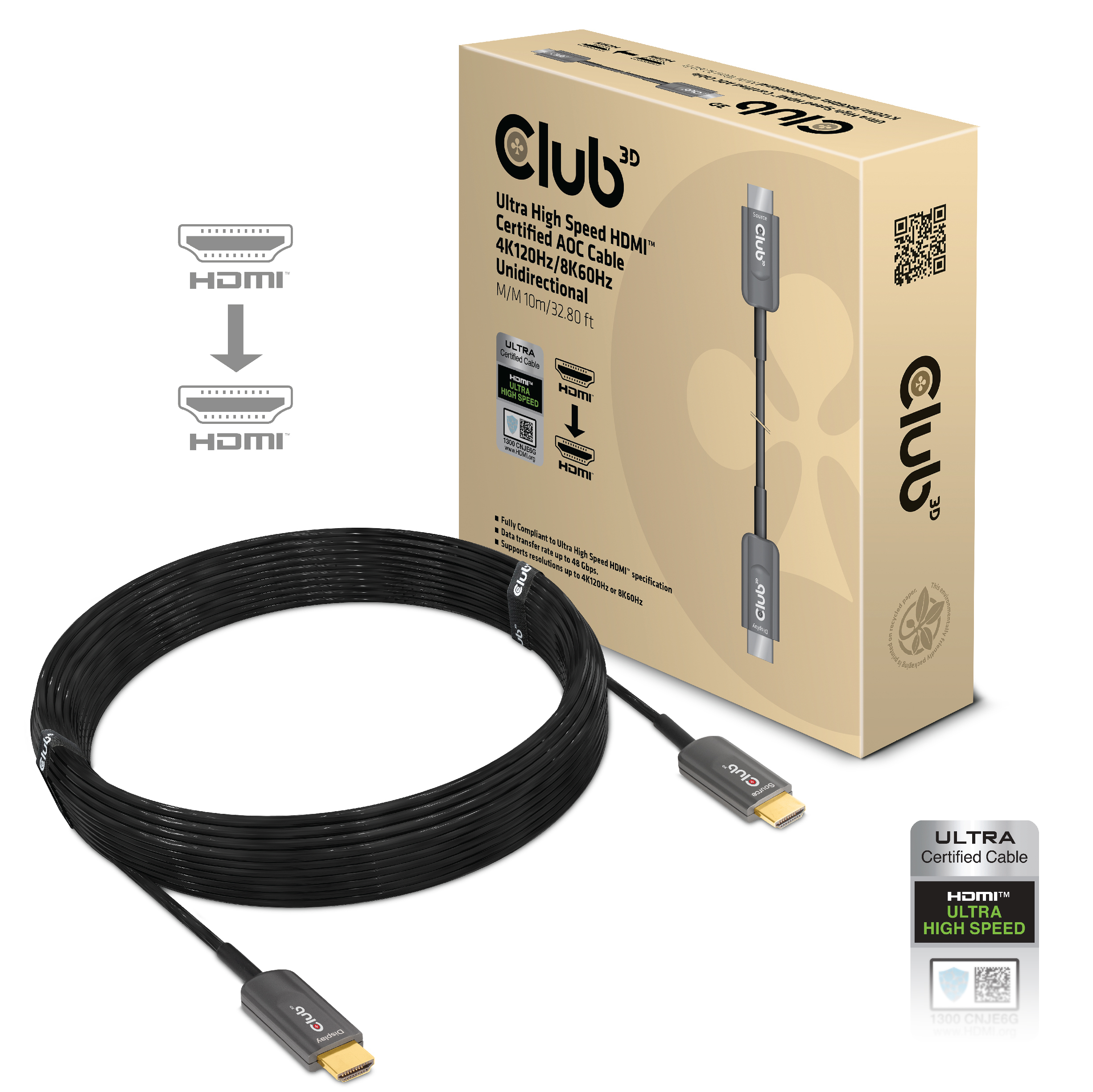 Club3D HDMI-Kabel A -> A 2.1 aktiv opt. 8K60Hz UHD 10 Meter retail