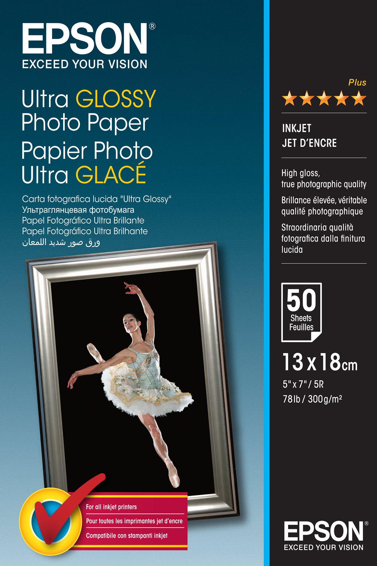 EPSON S041944 Ultra glänzend Foto Papier inkjet 300g/m2 130x180mm 50 Blatt 1er-Pack