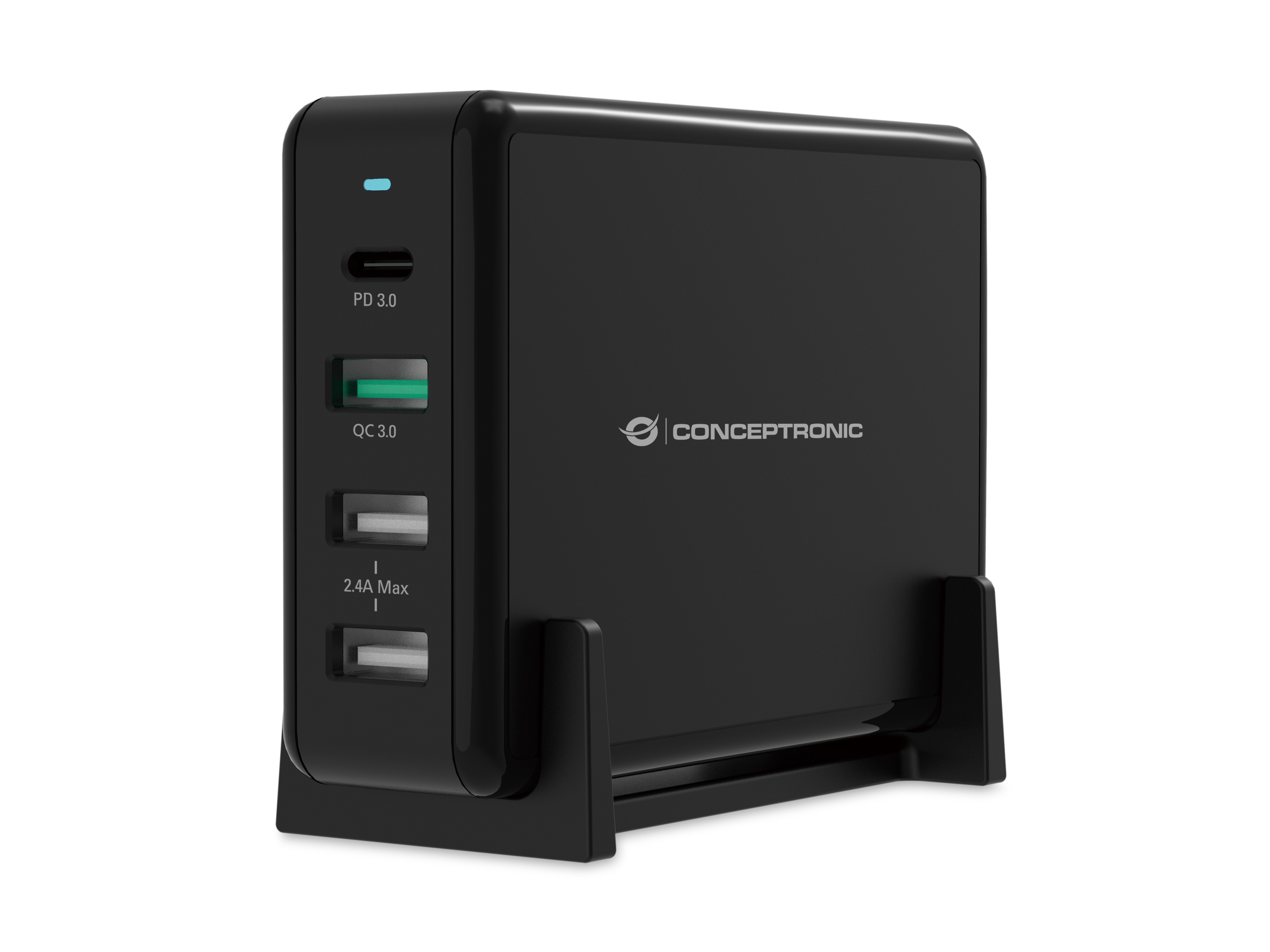 CONCEPTRONIC Ladegerät 4Port 3xUSB-A/1xC Desk 65WPD3.0 sw