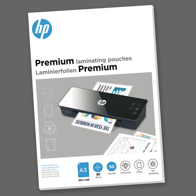 HP Laminierfolien Premium glänzend für A3 80 micron, 50 St.