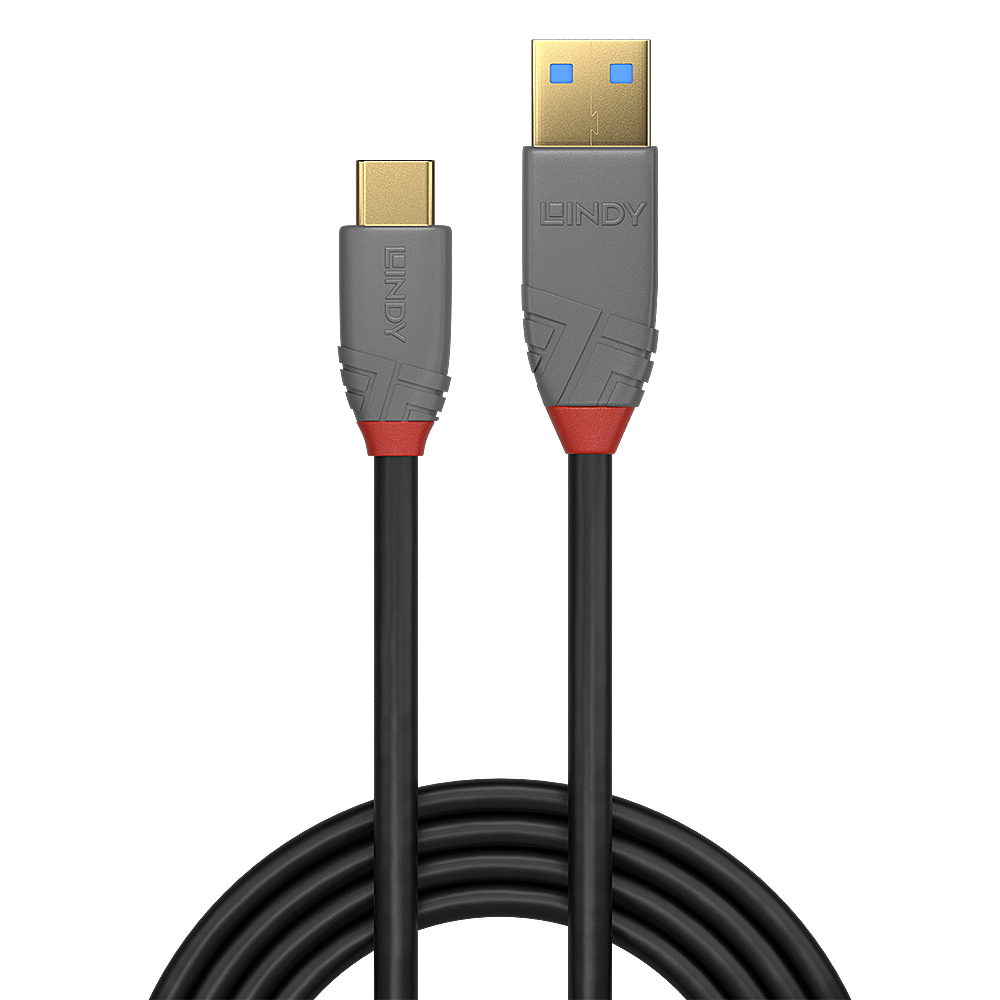 LINDY USB 3.1 Kabel Typ A/C 5A PD Anthra Line M/M 0.5m