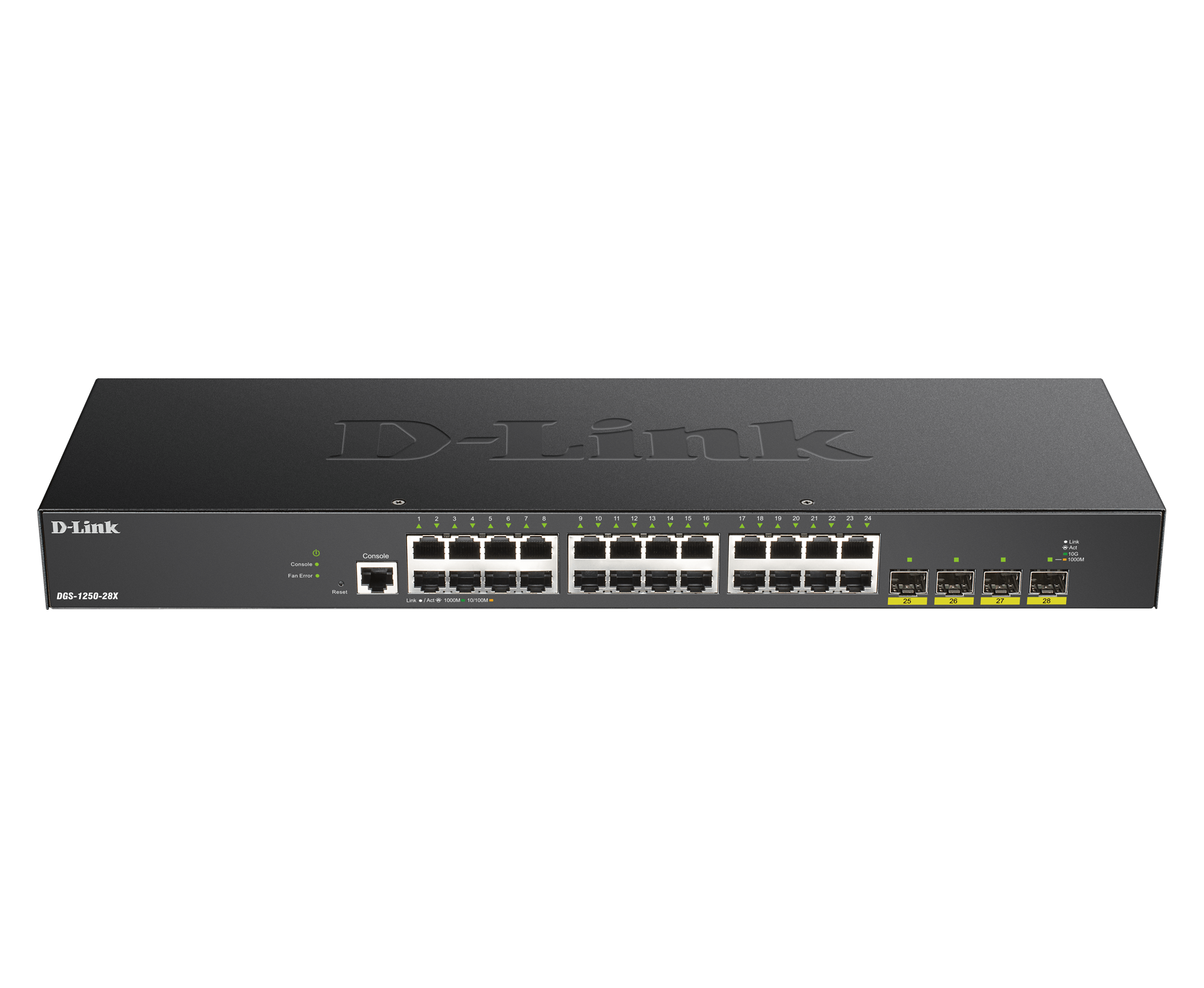 D-LINK DGS-1250-28X/E 28-Port Smart Managed Gigabit Switch 24x 1000BASE-T-Port 4x 10-Gbit Uplink-Port (SFTP+) Layer-2/Layer-3-Lite