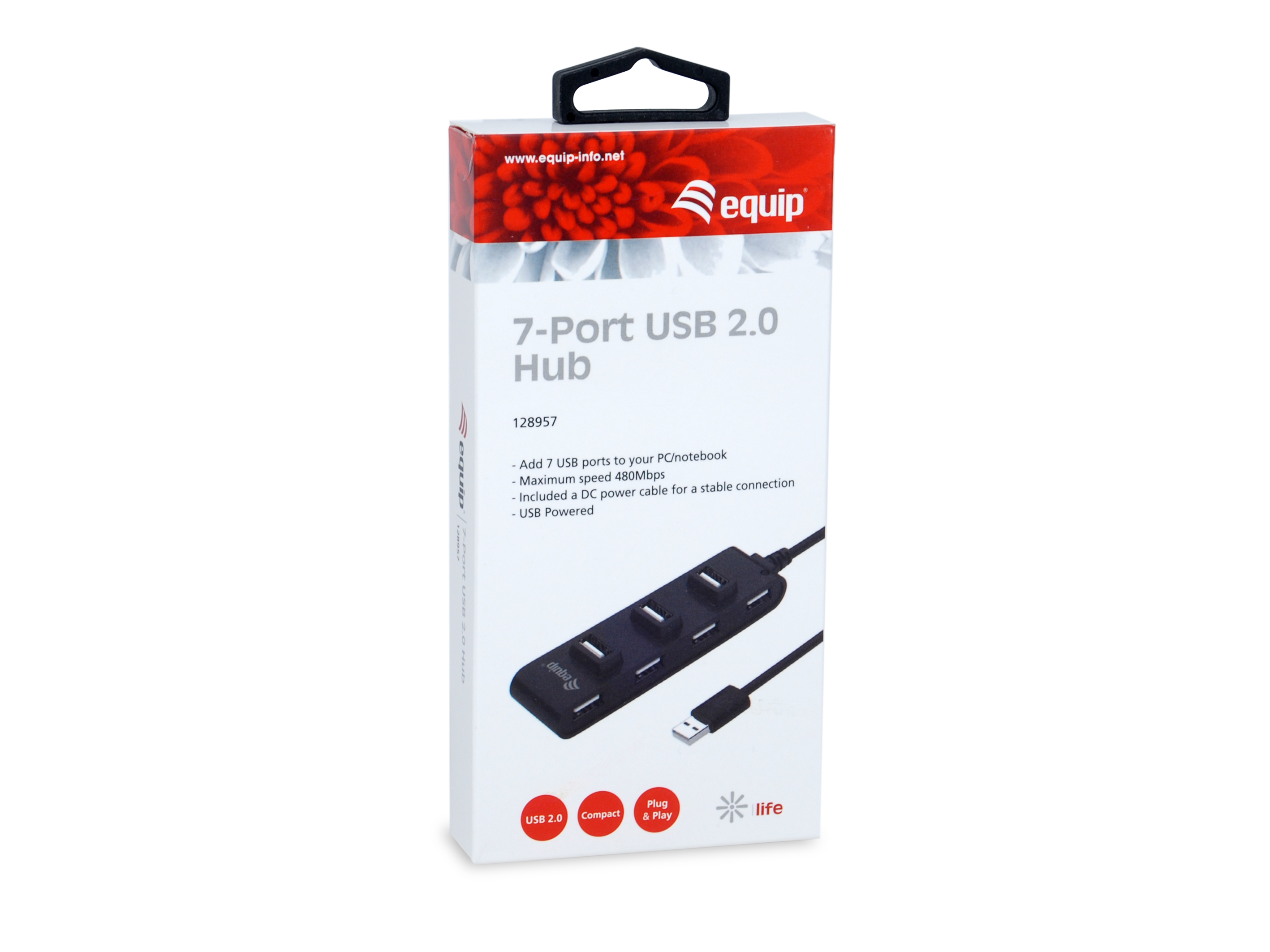 Equip 7-Port USB-A2.0-Hub->7xUSB-A 2.0 480Mbps