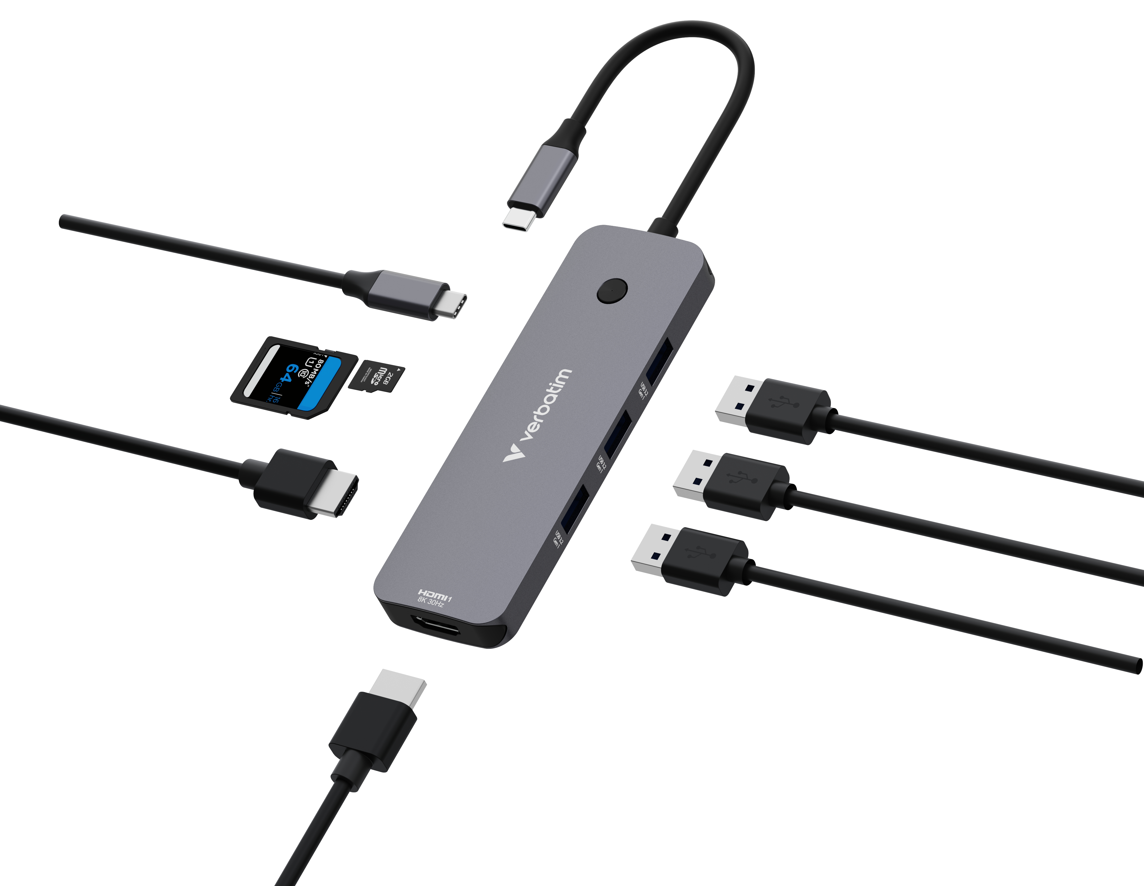 Verbatim USB-C Pro Multiport-Hub mit 8 Anschlüssen CMH-08