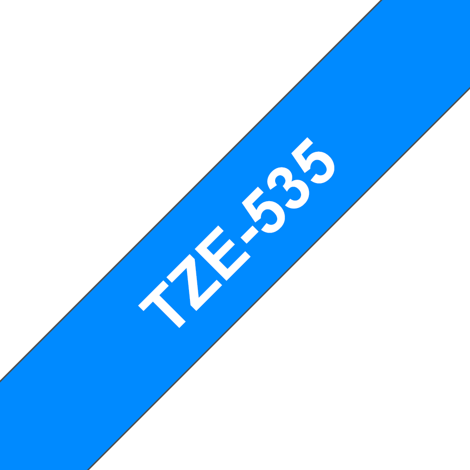 TZE-535 TAPE 12 MM - LAMINATED 8M WHITE ON BLUE