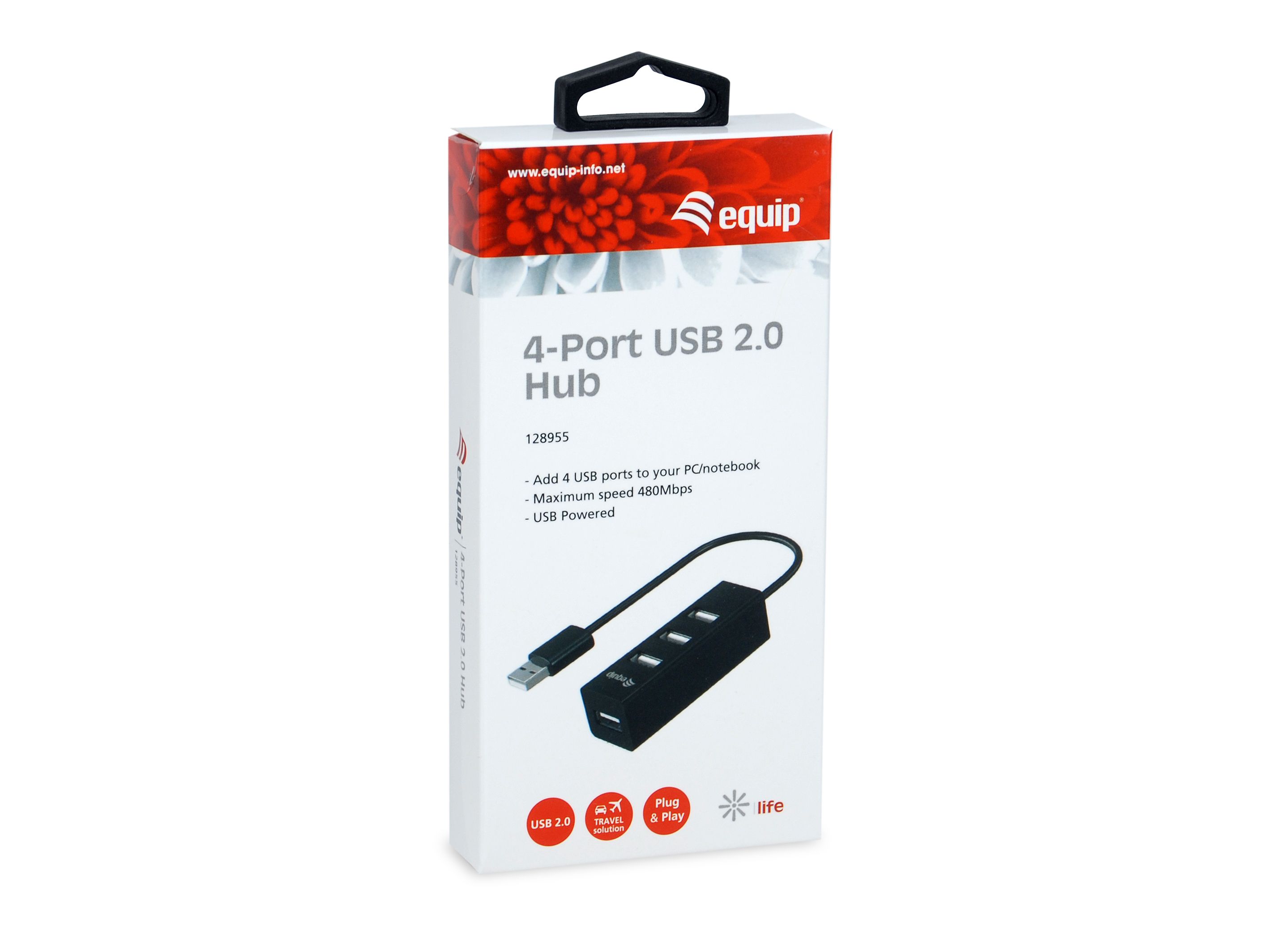Equip 4-Port USB-A2.0-Hub->4xUSB-A 2.0 480Mbps
