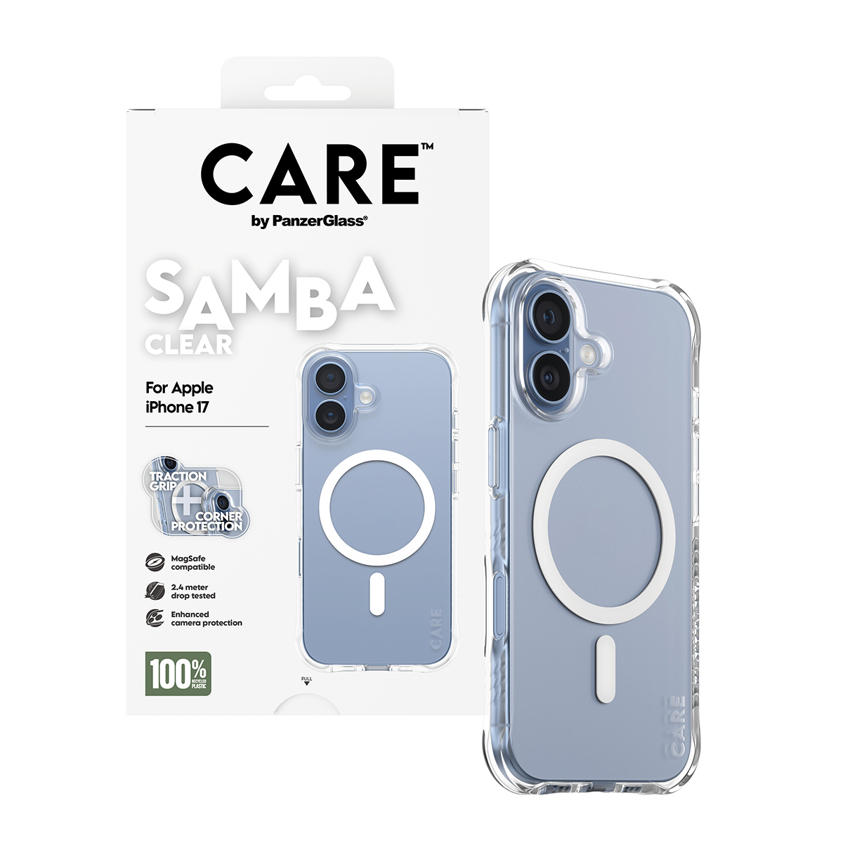 CARE BY FASHIONABLE CASE SAMBA TRANSPARENT W. WHITE MAGSAFE IPH