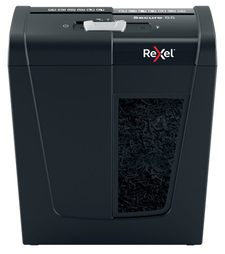 Rexel Secure S5 Aktenvernichter mit Streifenschnitt P-2, 6 mm, bis 5 Blatt, schwarz