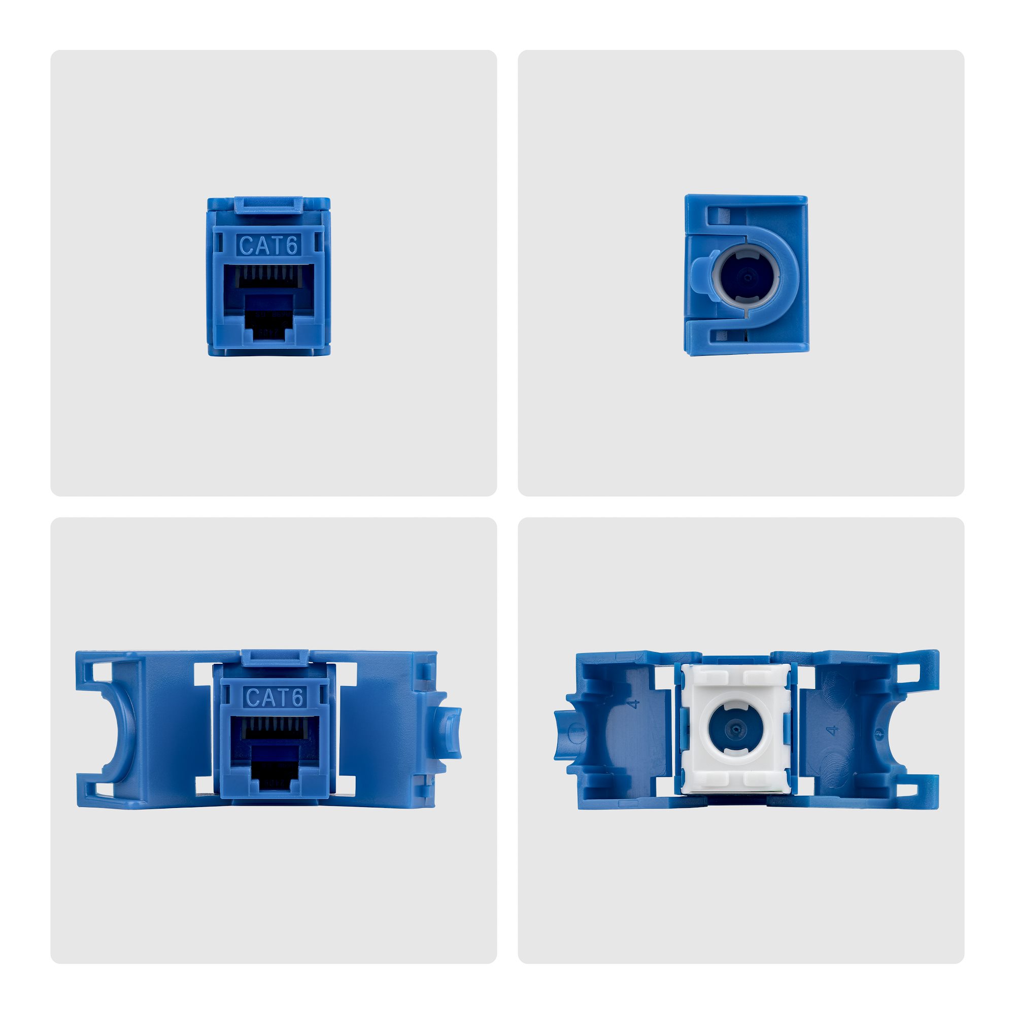 CAT6 KEYSTONE JACK 24-PACK 24-PACK180-DEGREE TOOLLESS BLUE