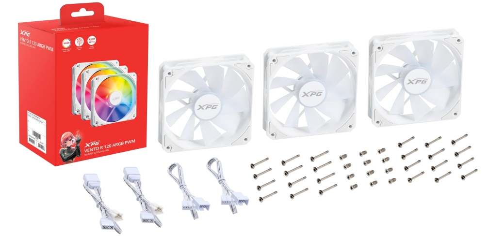 Lüfter XPG VENTO R 120 (120mm ARGB PWM Fan 3er) weiß retail