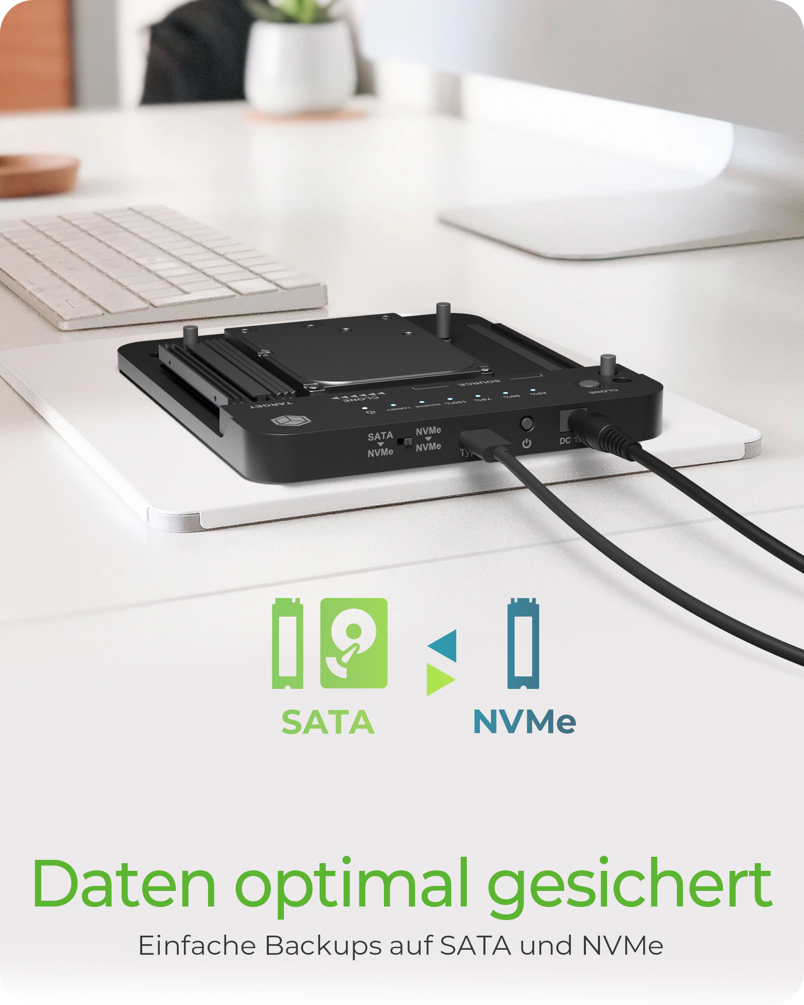 Docking- & Klonstation IcyBox M.2 NVMe SSD zweifach retail