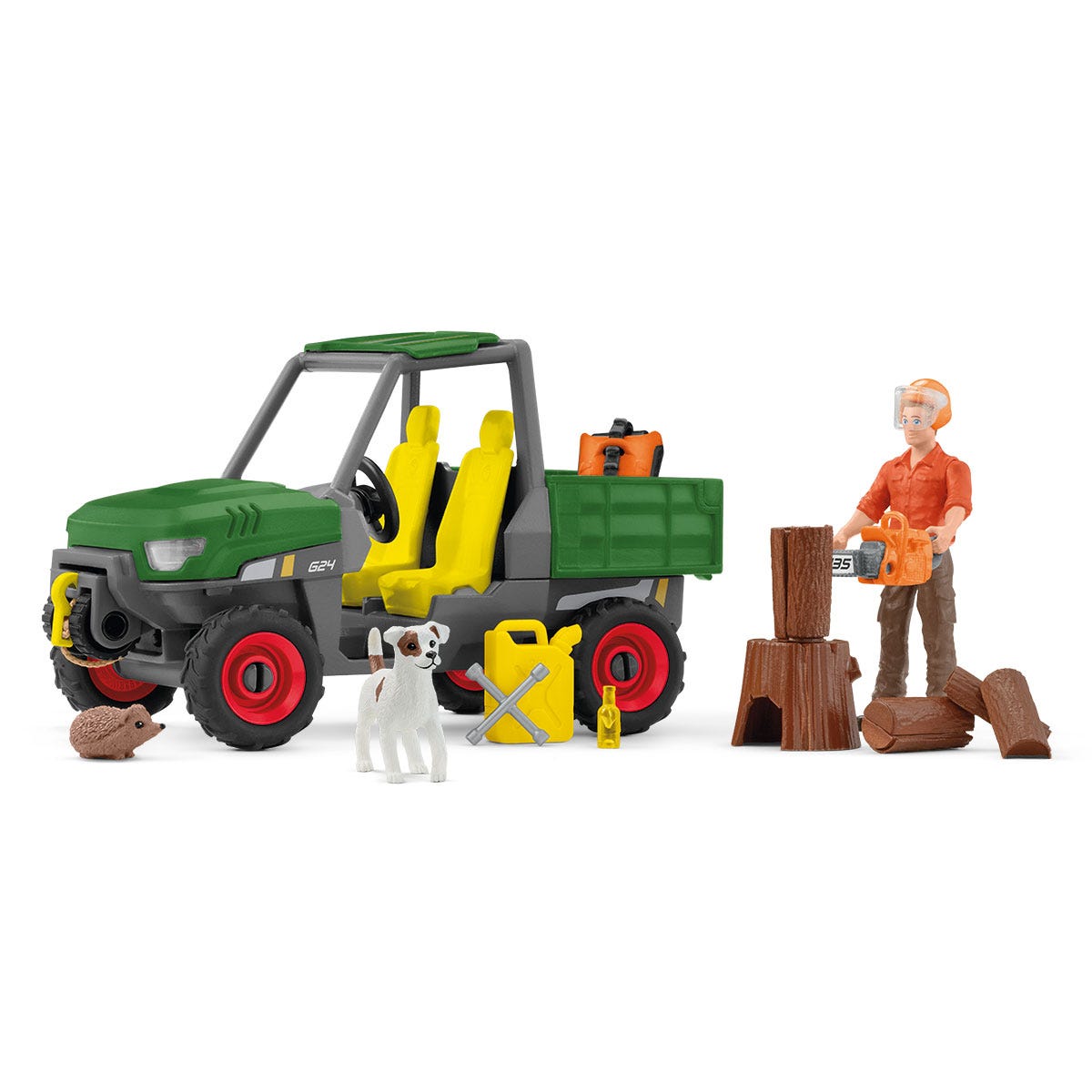 Farm World Waldbauer mit Fahrzeug, Spielfigur