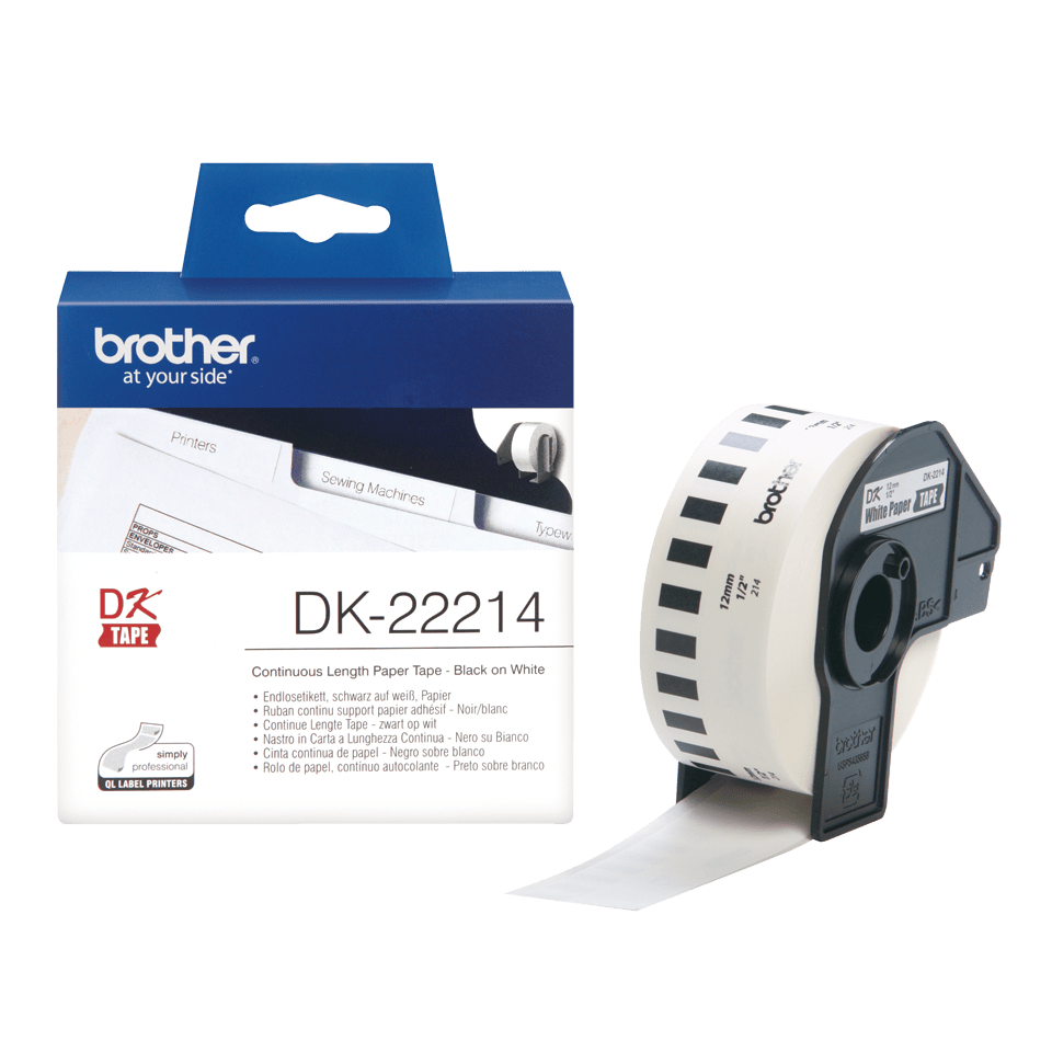 brother Endlospapierrolle für Etikettendrucker DK22214 weiß, 12,0 mm, 1 x 1 Etiketten