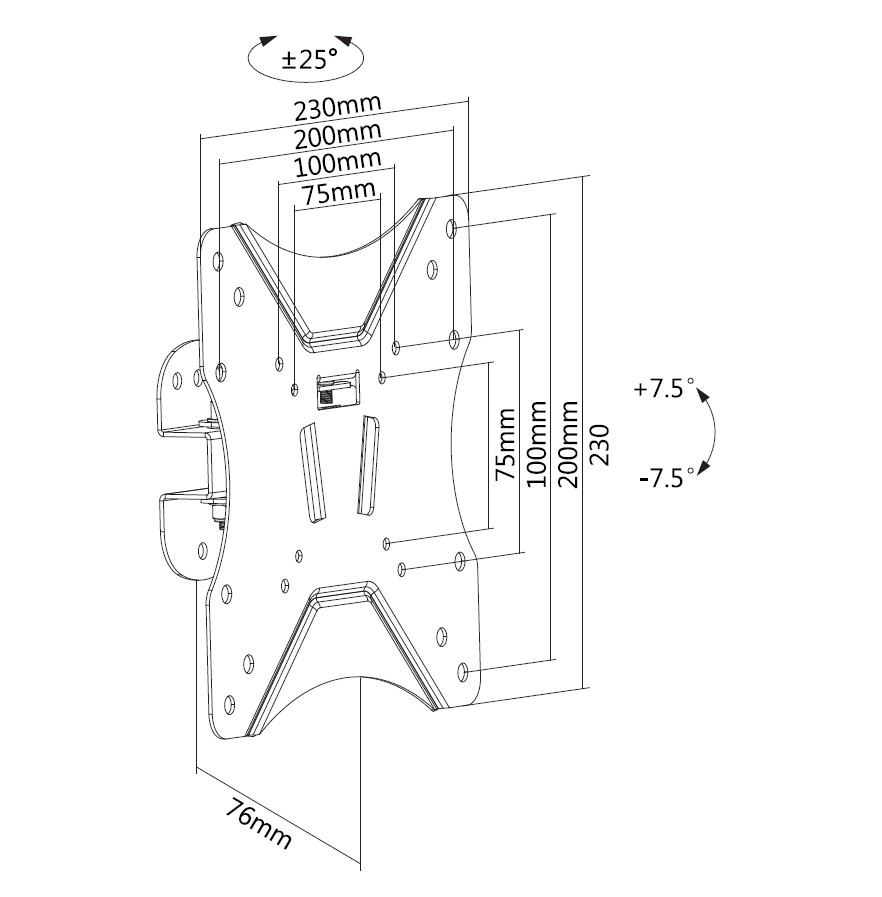 Equip Wandhalterung 23-42/1TFT schwenkb. 25Kg sw retail