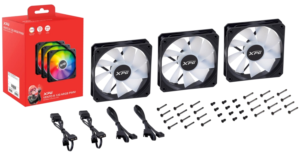 Lüfter XPG VENTO R 120 (120mm ARGB PWM Fan 3er) schwarz retail