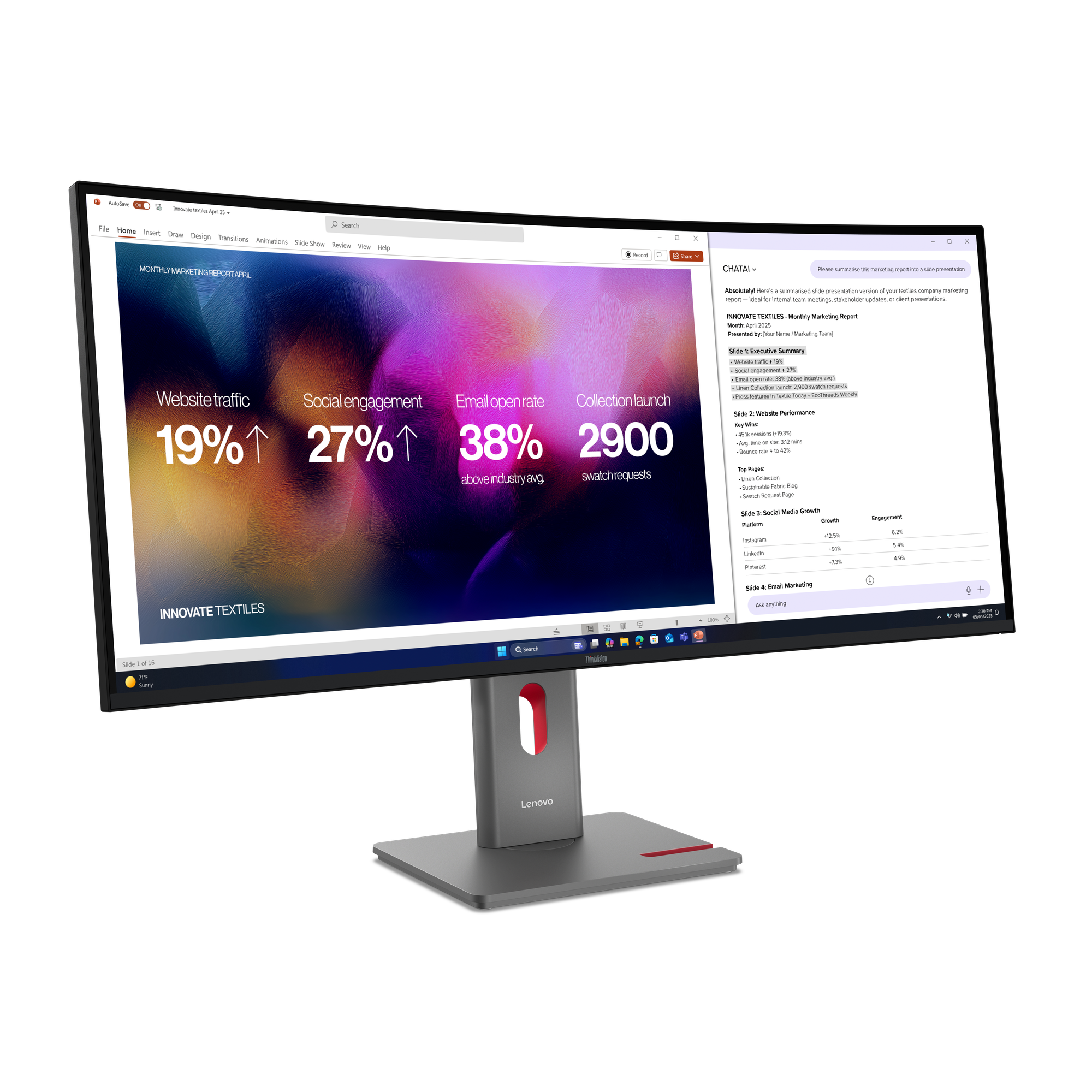 LENOVO ThinkVision P40WD-40 LED monitor curved 100,84cm 39,7Zoll 5120x2160 5K 120Hz IPS HDR10 Thunderbolt 4 HDMI DisplayPort speaker