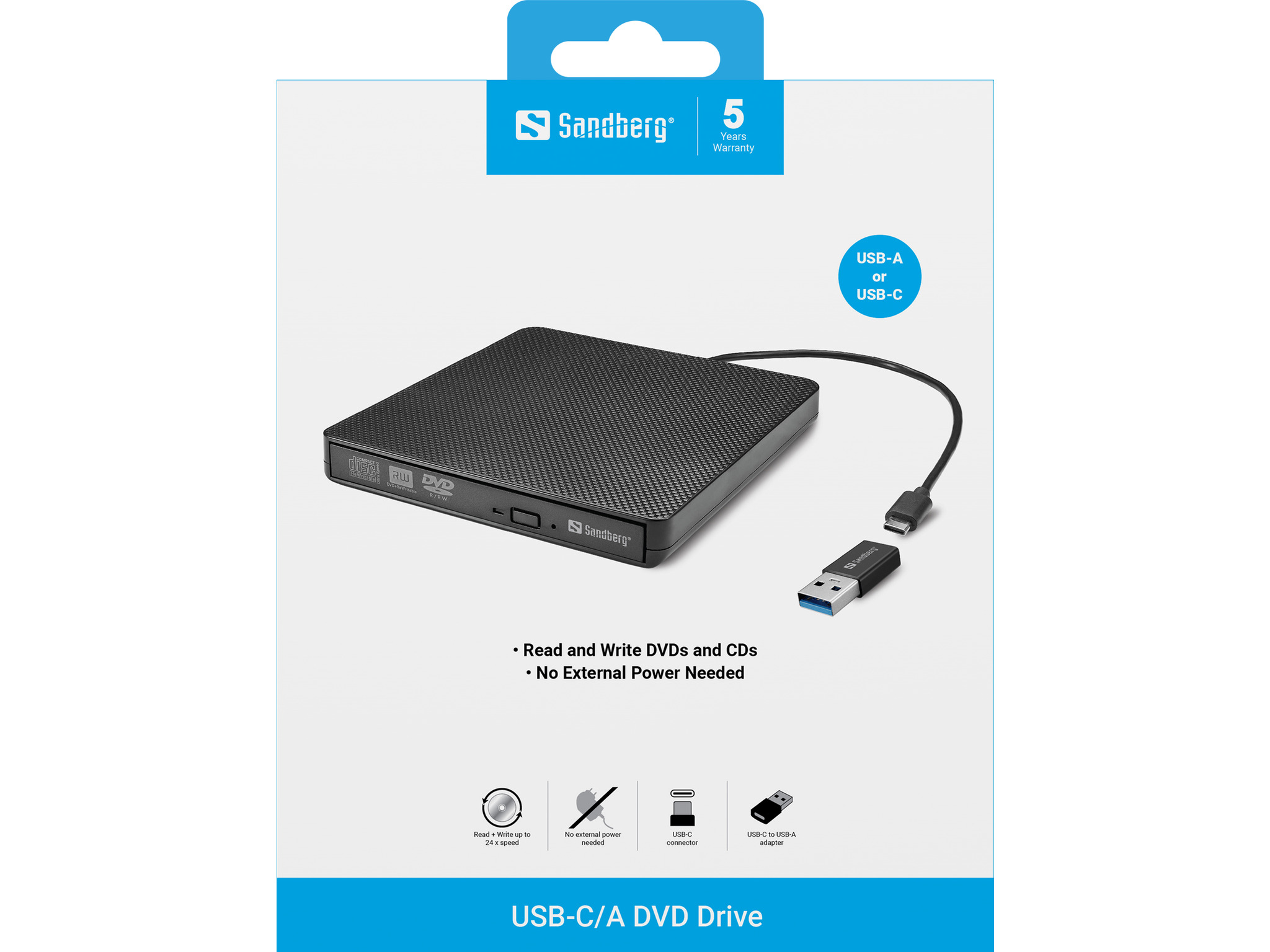 SANDBERG USB-C/A DVD Drive