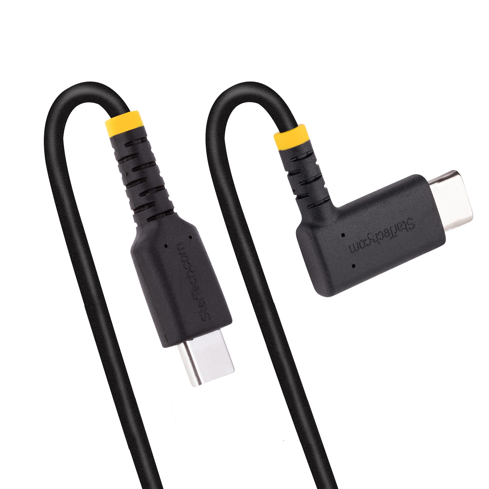 STARTECH.COM 3ft 1m USB C Charging Cable Right Angle 60W PD 3A Heavy Duty Fast Charge USB-C Cable Durable Rugged Aramid Fiber