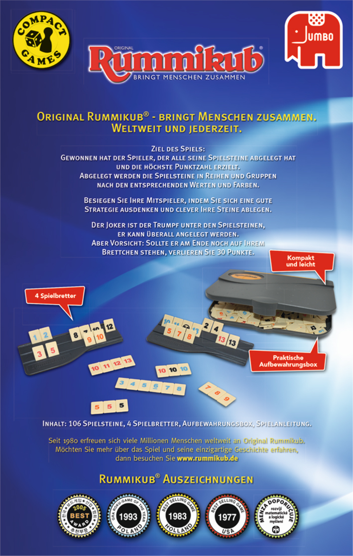 Jumbo Rummikub Reise-Edition Geschicklichkeitsspiel, 1 St.