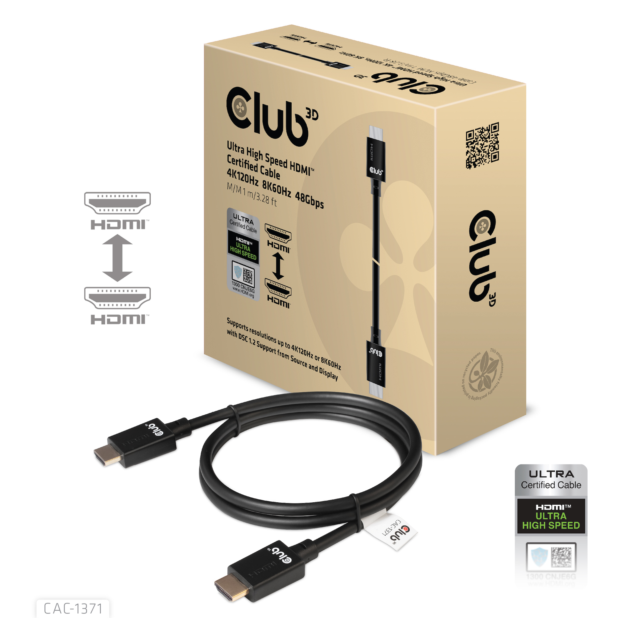 Club3D HDMI-Kabel A -> A 2.1 Ultra High Speed 10K HDR 1m retail