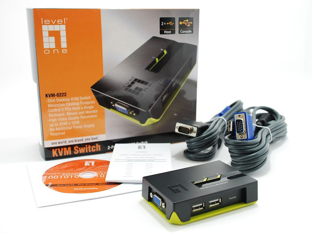 LevelOne KVM Switch 2-Port USB VGA sw