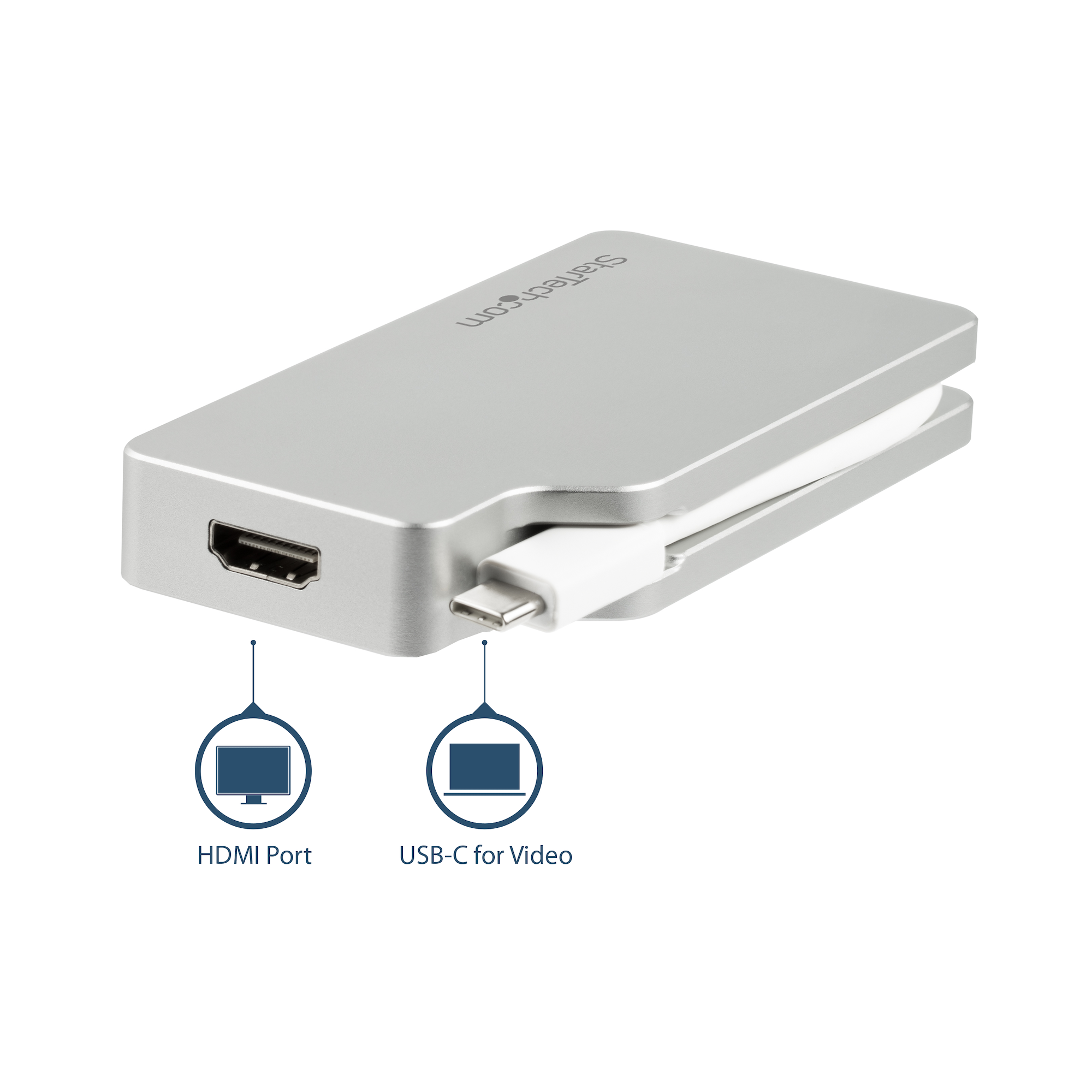 STARTECH.COM Aluminium Reise A/V Adapter 4-in-1 USB-C auf VGA, DVI, HDMI oder mDP - USB Type-C Adapter - 4K