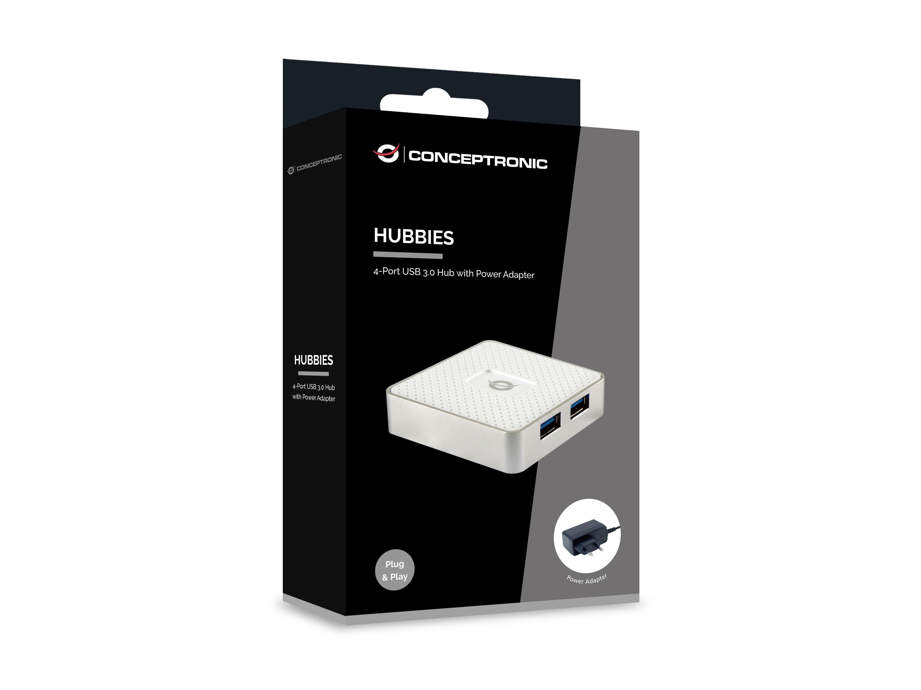 CONCEPTRONIC 4-Port Hub USB Micro-B->4xA3.0 m.Netz. ws