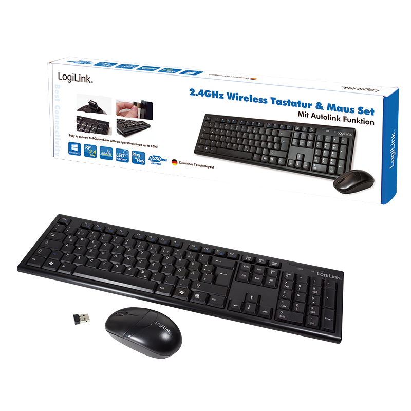 Keyboard & Mouse LogiLink Wireless black (ID0104)