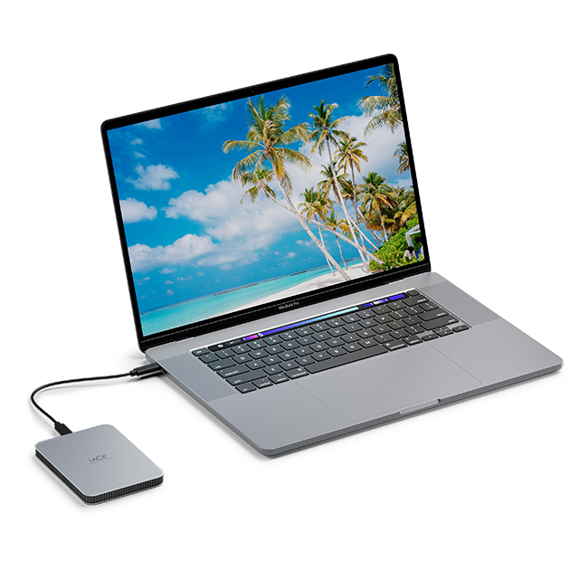 LACIE Mobile Drive HDD USB-C 2TB 6,35cm 2,5Zoll Moon Silver with USB-C cable MSHR (P)