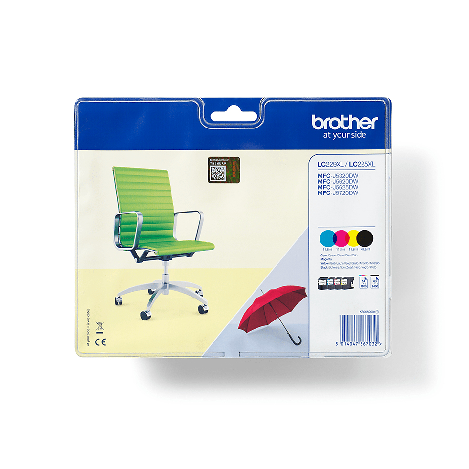 brother LC-229XLBK/C/M/Y schwarz, cyan, magenta, gelb Druckerpatronen, 4er-Set