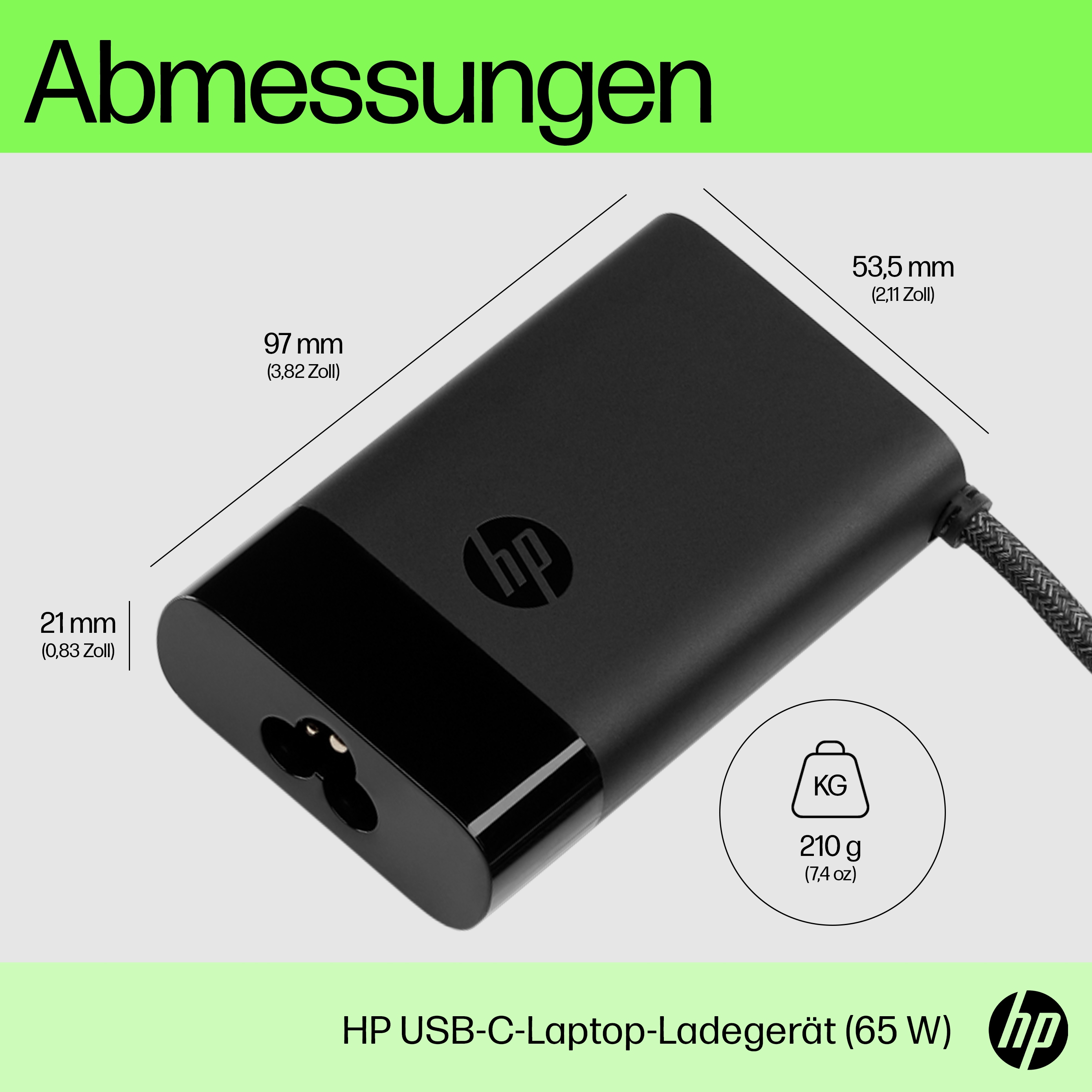 HP USB-C 65W Laptop Charger (P)