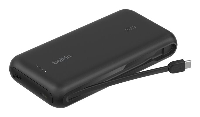 20K PD30W INTEGRATED USB-C CABLE POWER BANK BLACK